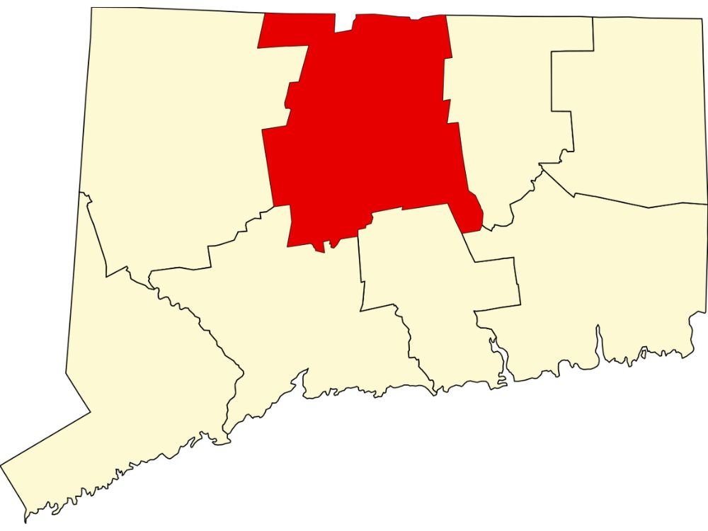 A Map of Hartford County in Connecticut