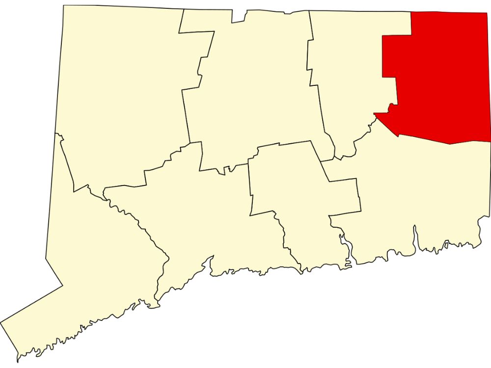 A Map of Windham County in Connecticut