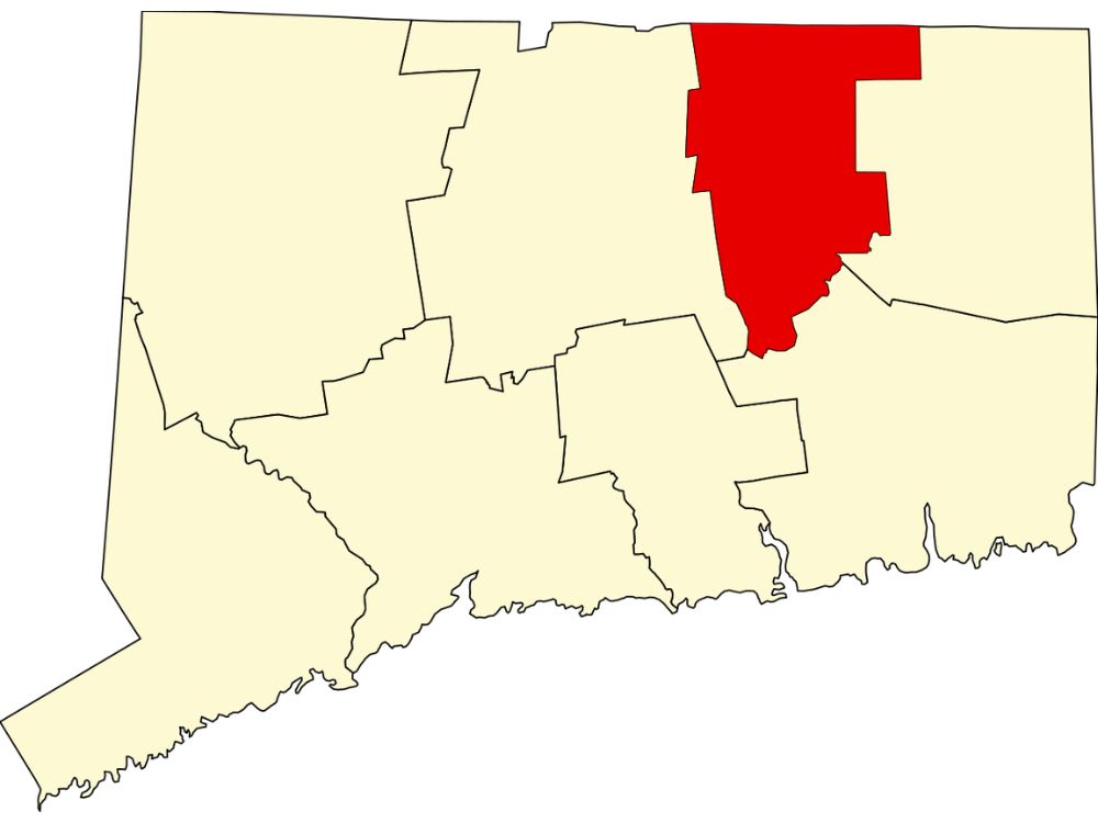 A Map of Tolland County in Connecticut