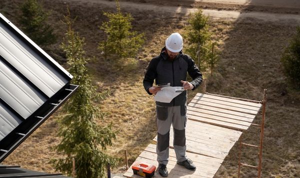 ADU contractor reviewing construction plans during a Connecticut home feasibility visit