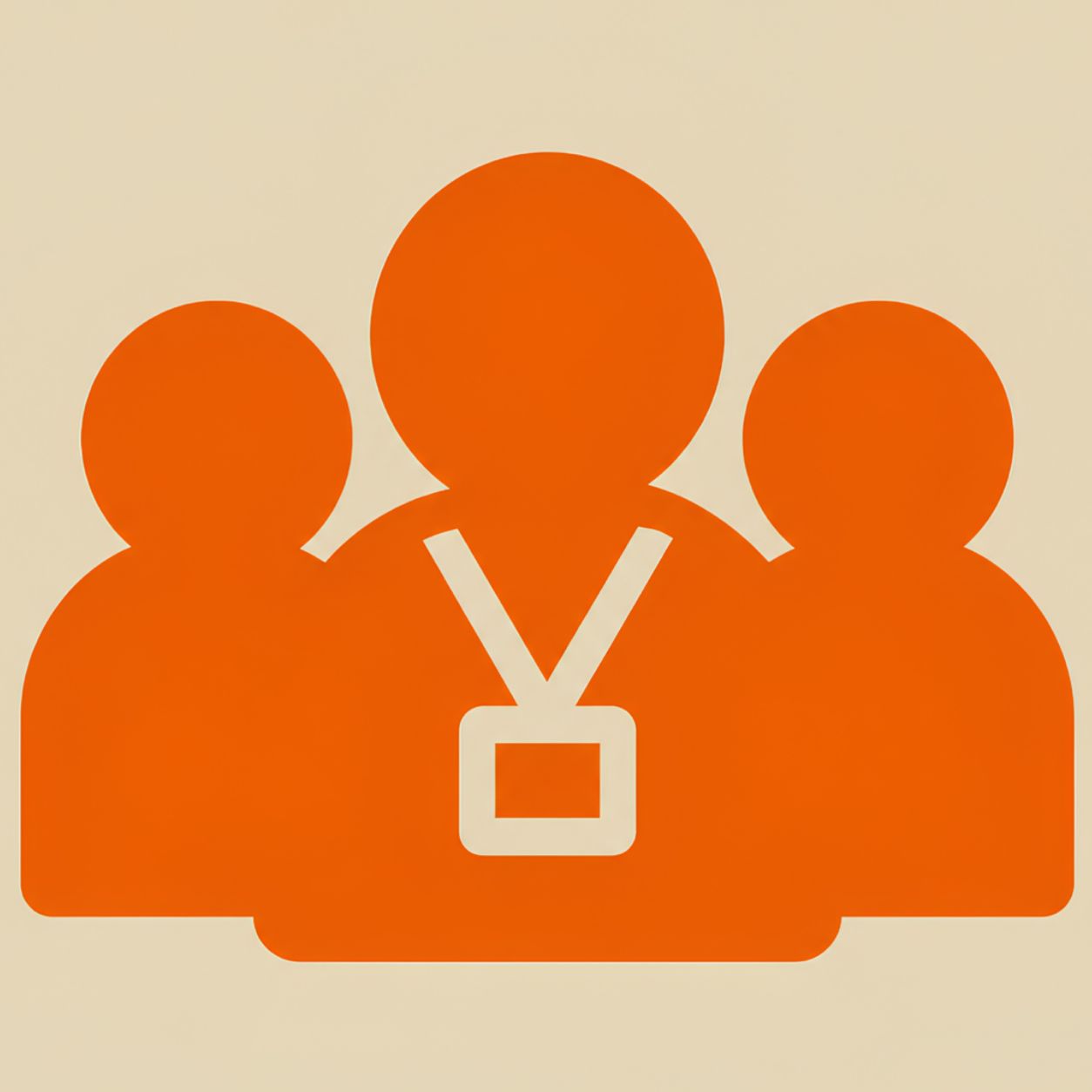 Bright orange icon of three people grouped together, representing the ADU experts who guide homeowners through the project.