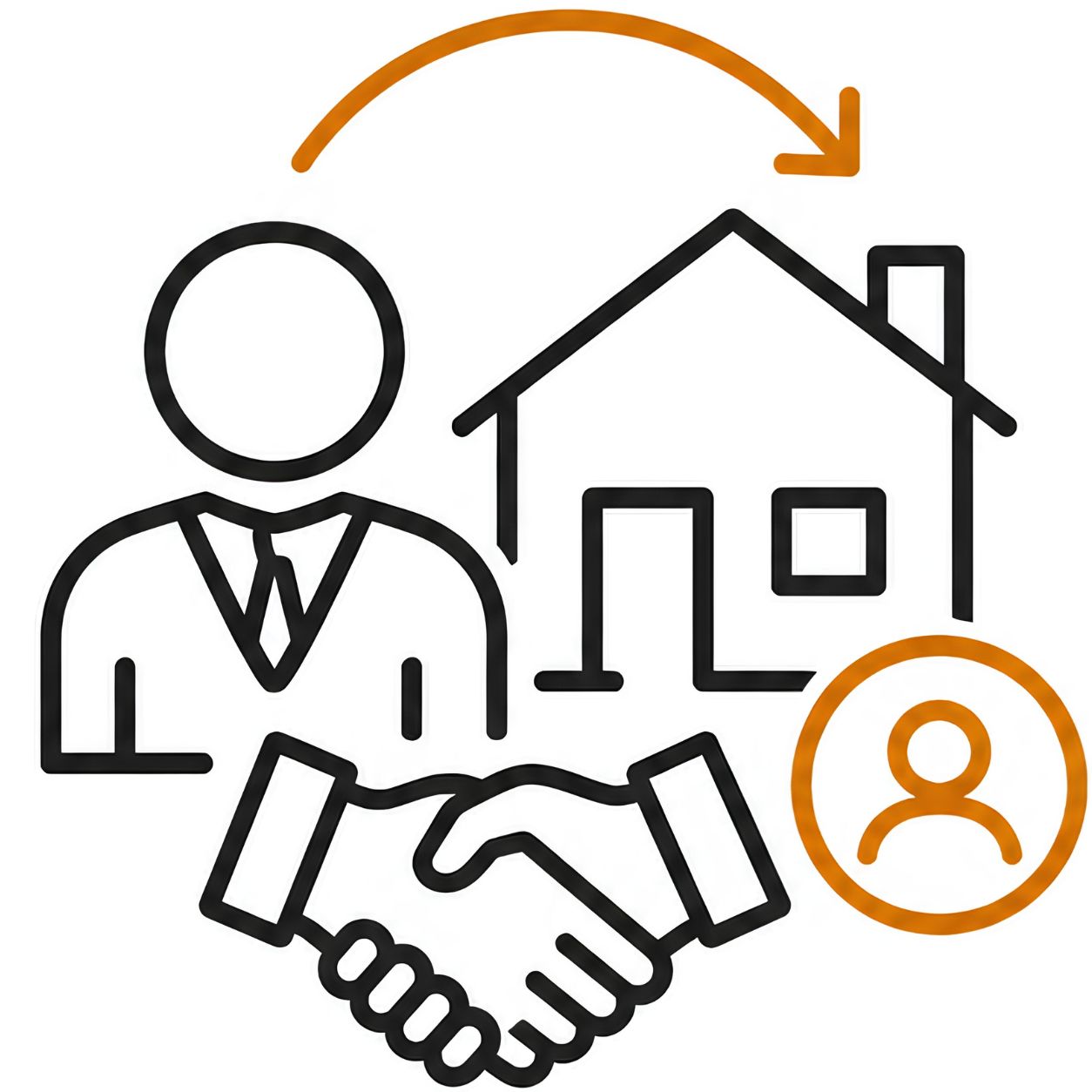 	Realtor and client referral agreement with house and handshake