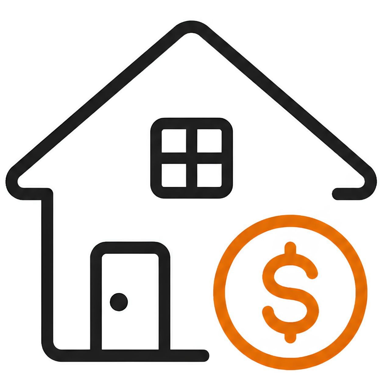 Rental income ADU icon with a house and dollar coin