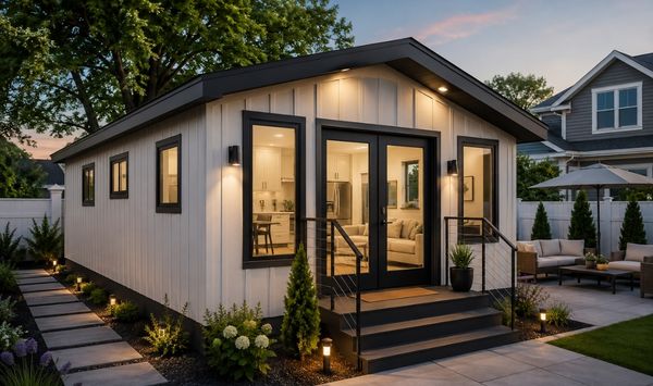 Modern detached ADU in a Connecticut backyard