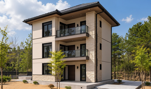 Three-story ADU house plan designed for a Connecticut property with limited lot space