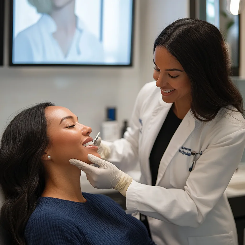 a dermatologist consulting with a female client