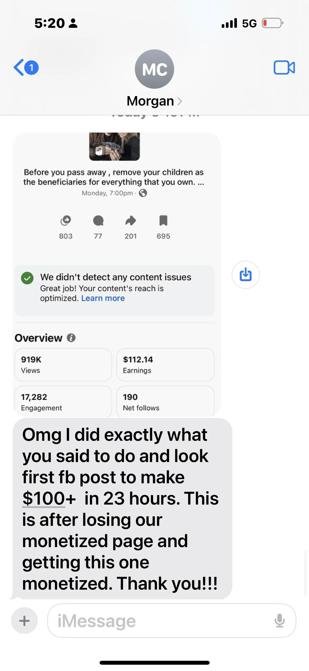 Student dashboard first-sale notification screenshot