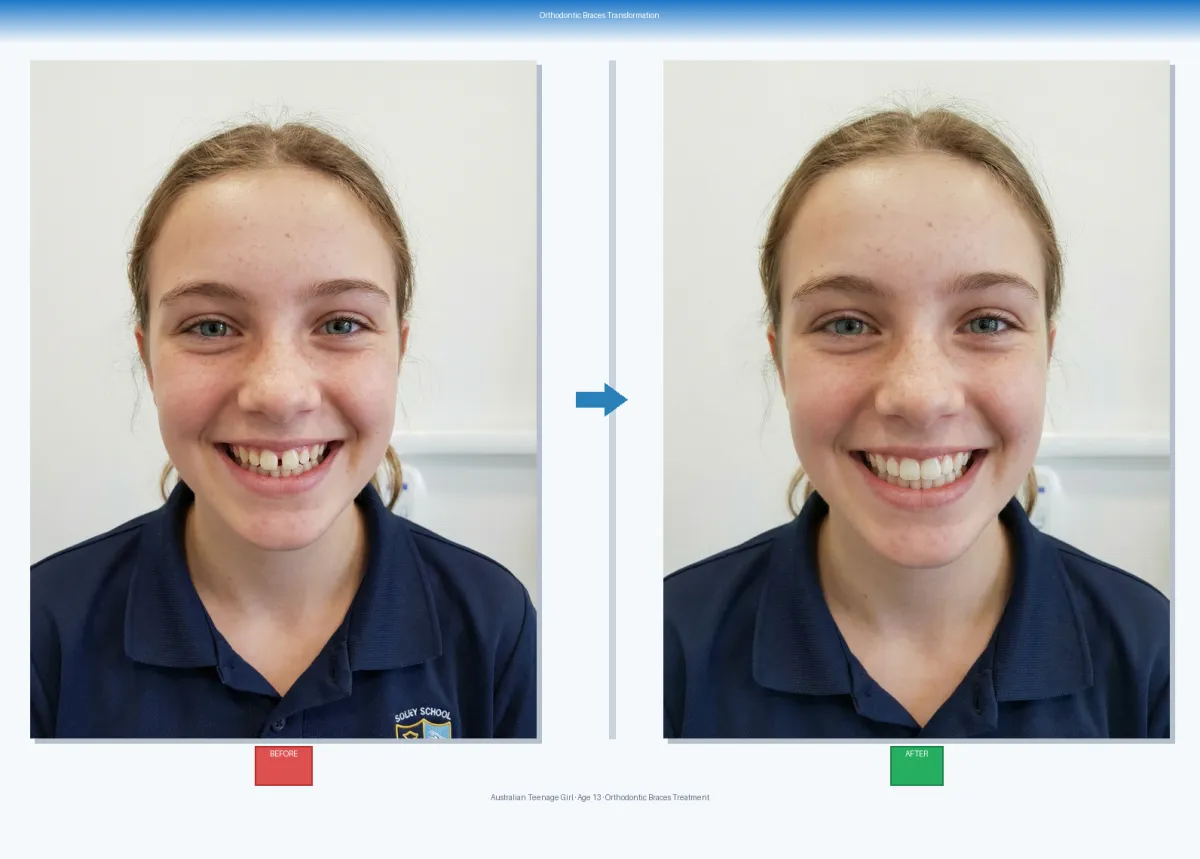 Happy group of kids and teens smiling, showing their braces