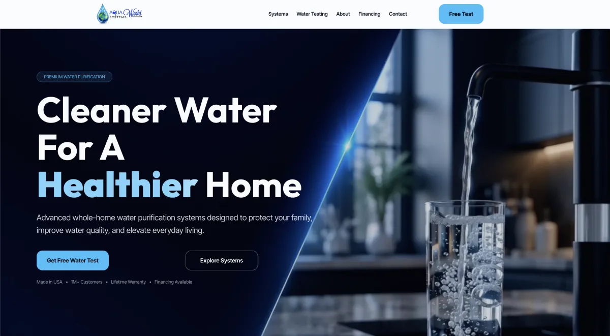 Aqua World Systems Website Mockup