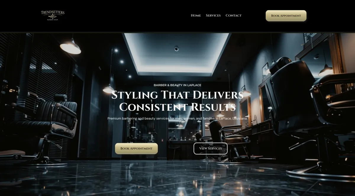 Trendsetters Barber & Beauty Website Mockup