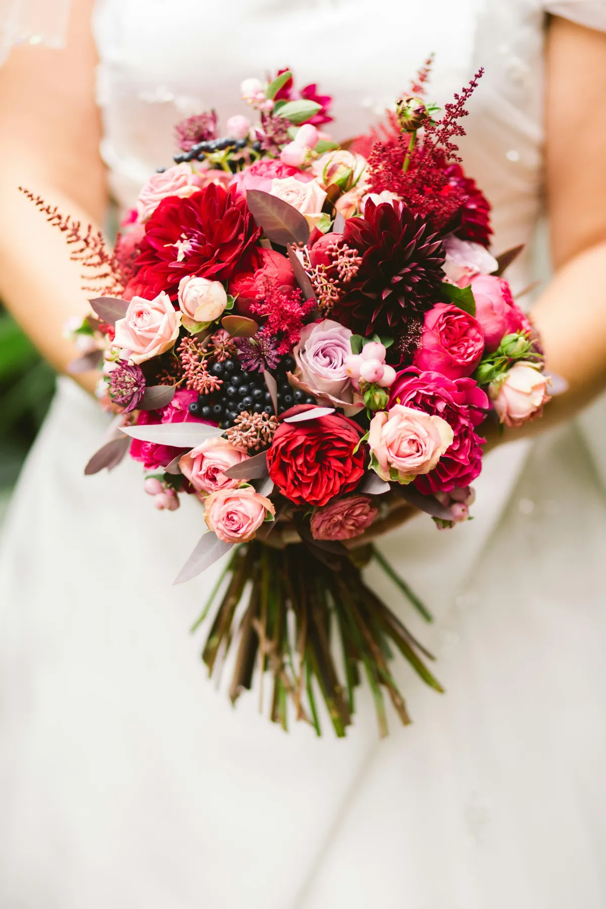 Bride holding wedding bouquet