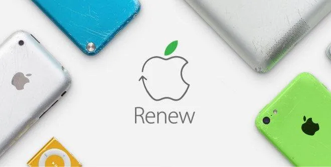 Apple Renew logo with old iPhones and iPods — eco-friendly iPhone recycling and device trade-in options in DFW and Los Angeles