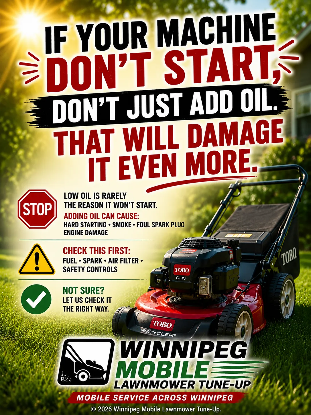 Winnipeg Mobile Lawn mower Tune-Up, mobile lawnmower repair