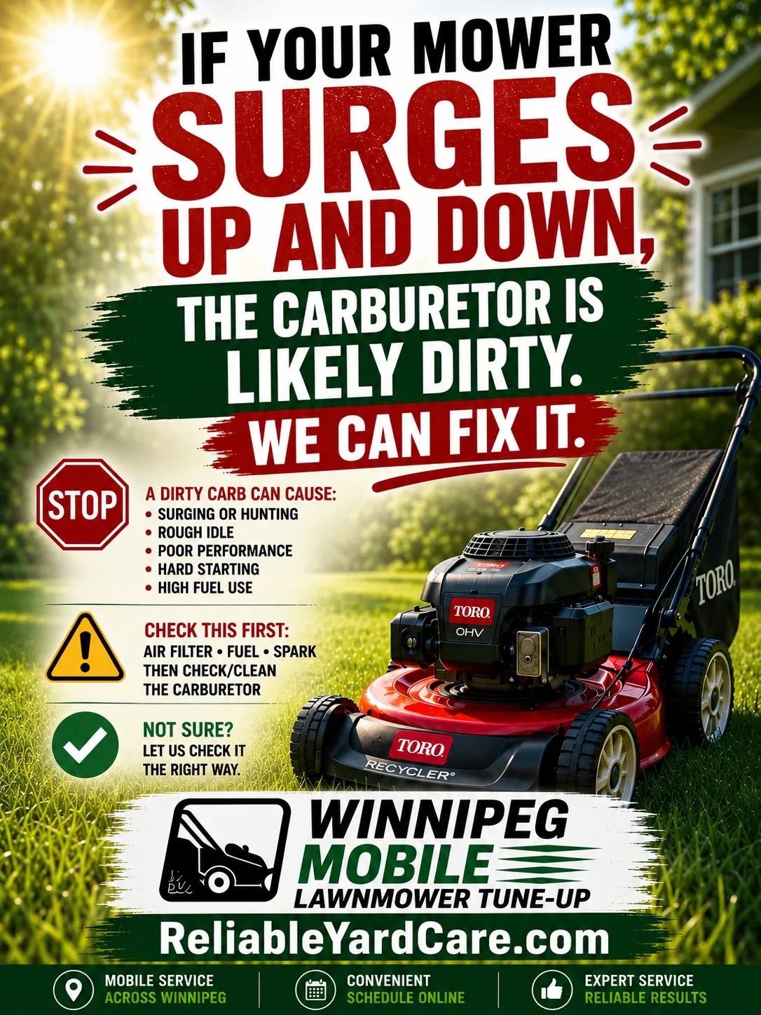 Winnipeg Mobile Lawn mower Tune-Up, mobile lawnmower repair
