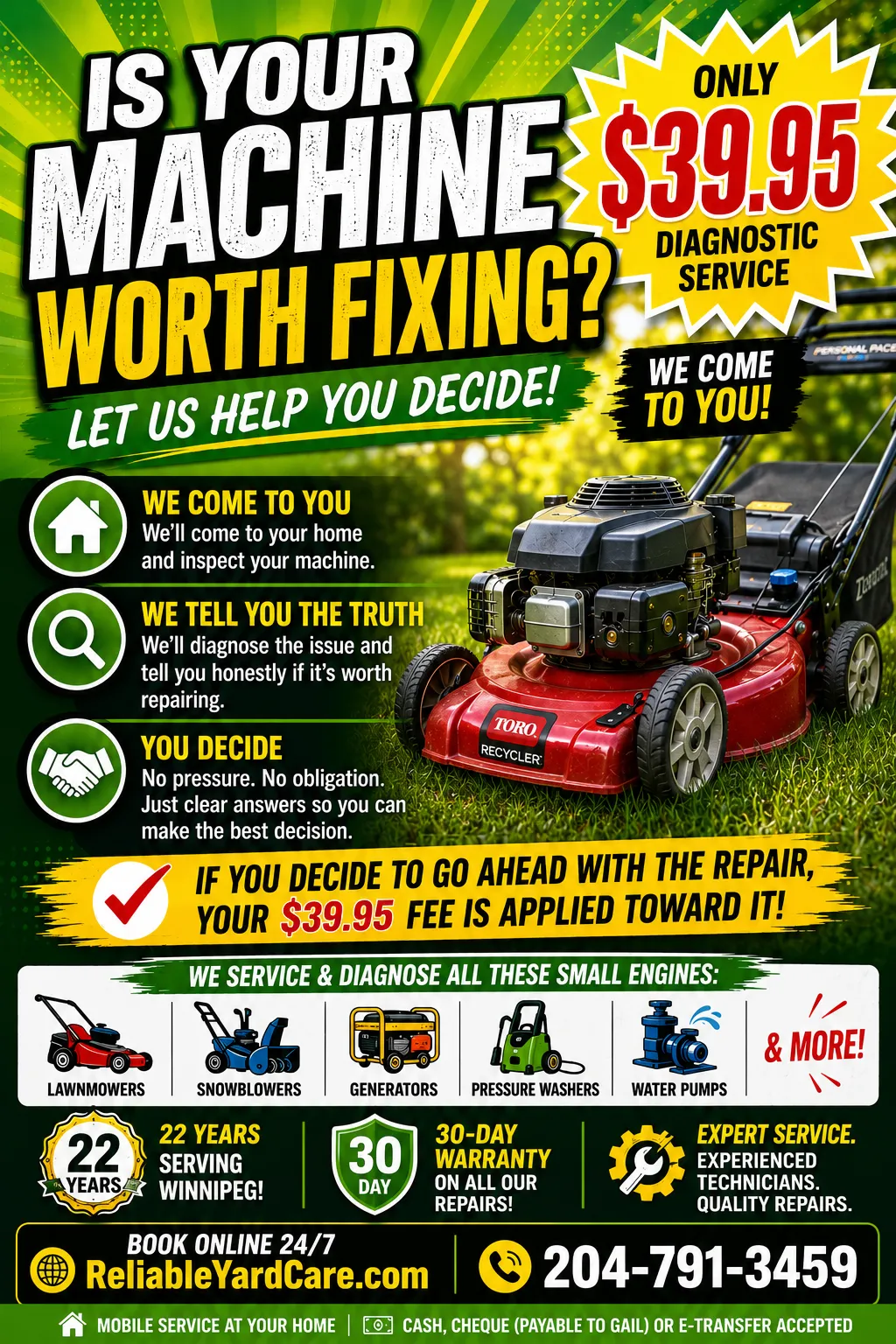 Winnipeg Mobile Lawn mower Tune-Up, mobile lawnmower repair
