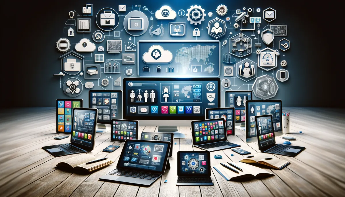 This wide image provides a comprehensive and visually appealing depiction of the essential features to consider in online tutoring platforms. It showcases various technology devices such as tablets, laptops, and interactive whiteboards, each highlighting key functionalities like user-friendly interfaces, video conferencing capabilities, interactive learning tools, and customizable content. The background is adorned with symbolic icons that represent important attributes such as security, accessibility, and a wide range of subject offerings. The setting is a modern, dynamic educational environment that seamlessly blends technology with learning. This image powerfully conveys the significance of selecting an online tutoring platform equipped with features that not only enhance the educational experience but also cater to diverse learning styles and needs.