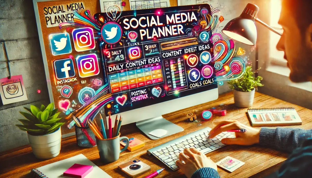 Picture of a professional using social media planner software.