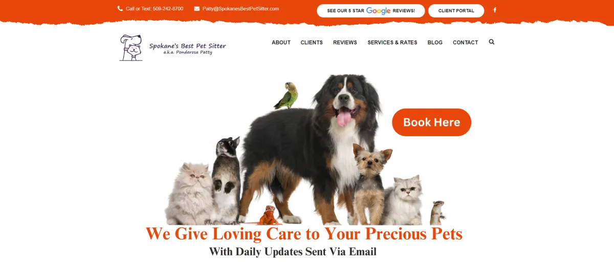 Spokane's Best Pet Sitter Web Page