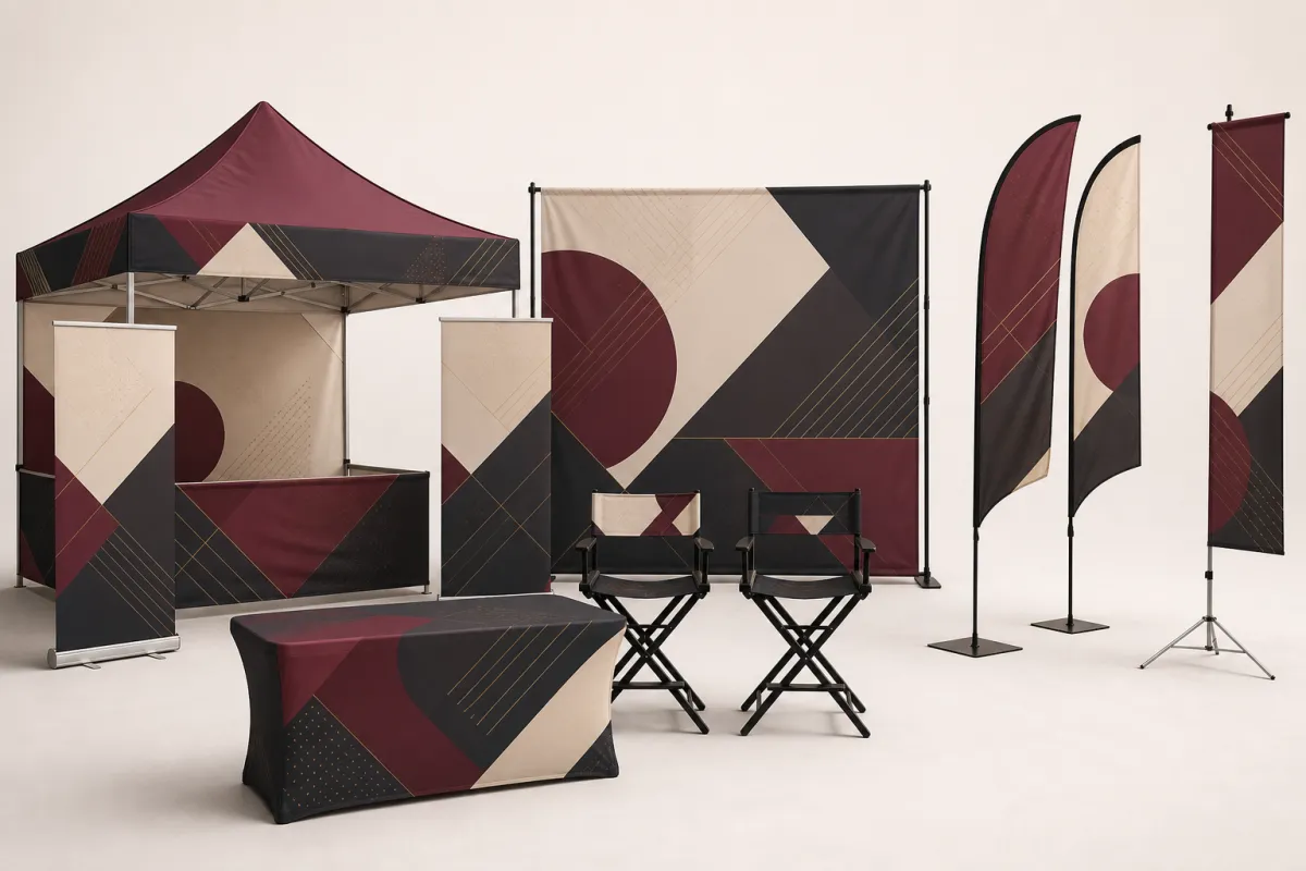 Branded gazebos, pull-up banners, flags, directors chairs and table cloths