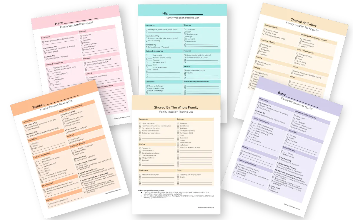 family vacation packing list preview