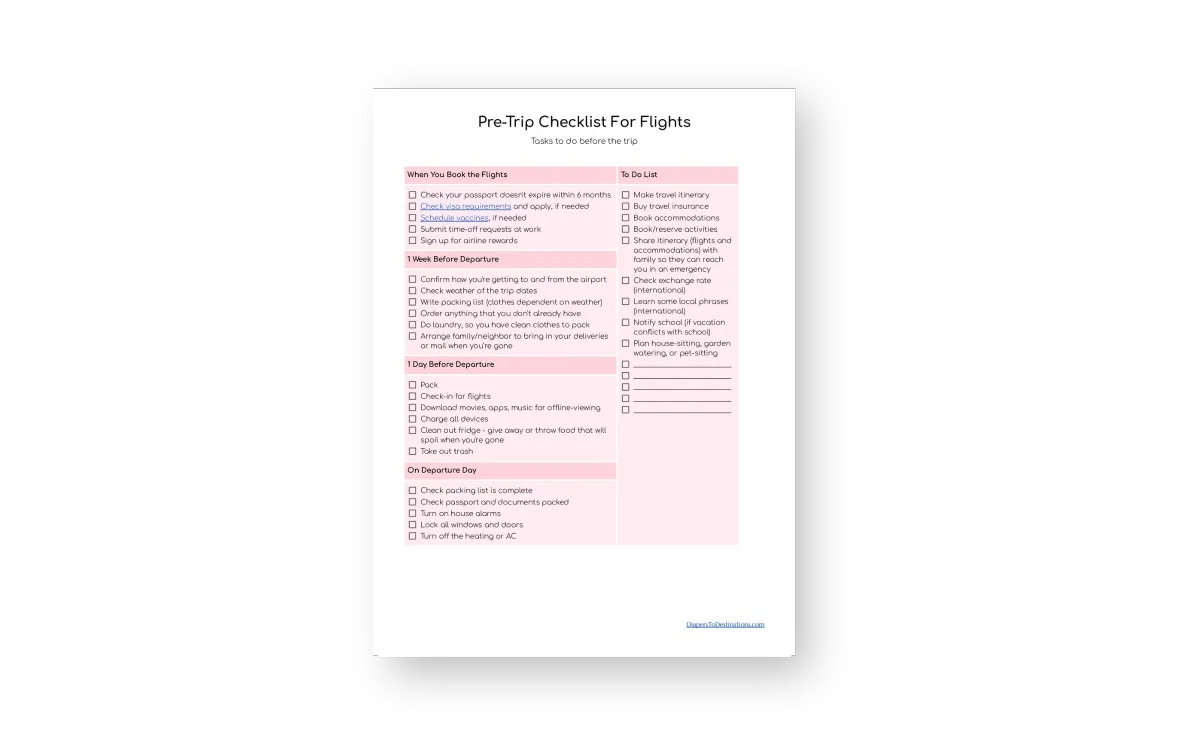 pretrip checklist for toddler flights preview