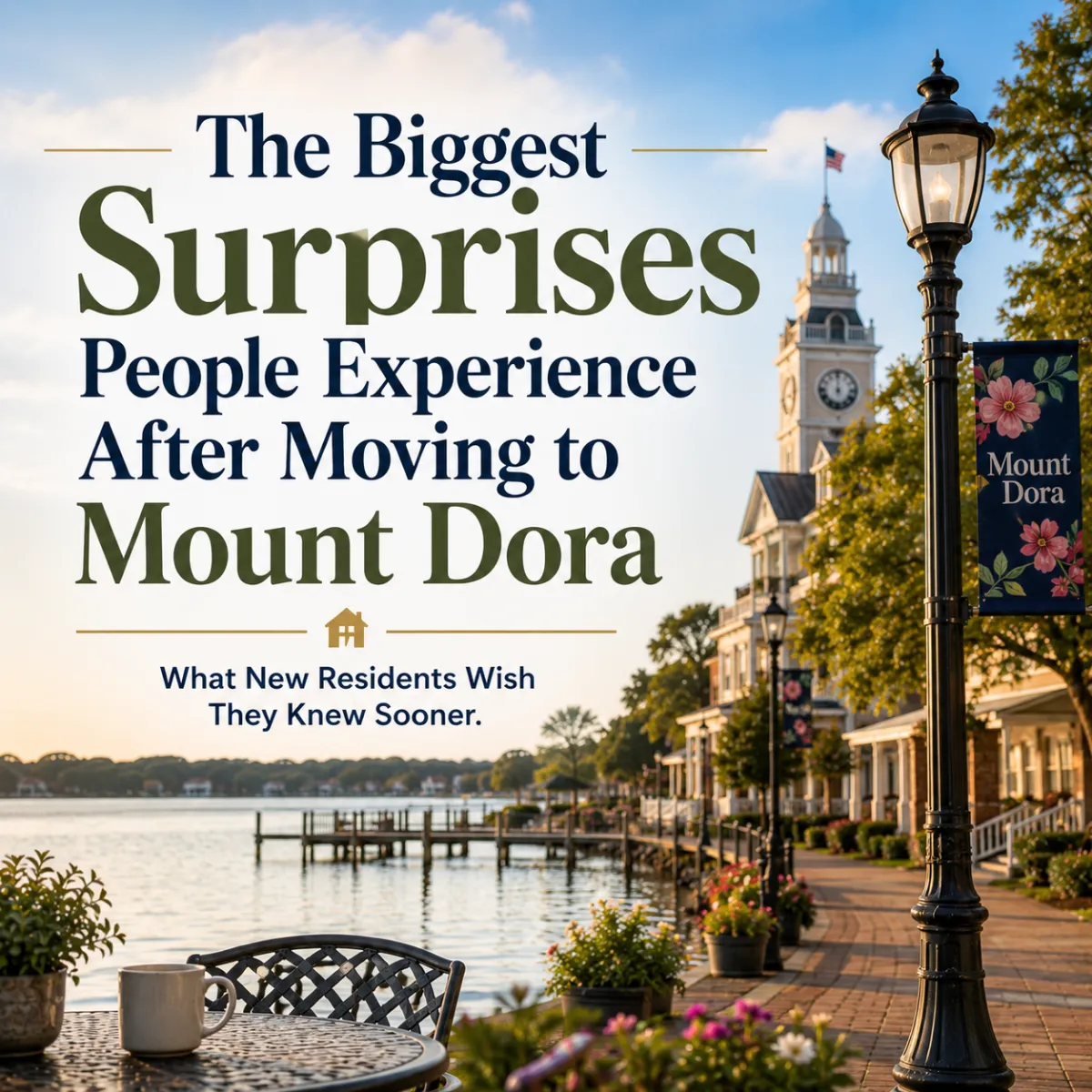 A couple enjoying a walk through historic downtown Mount Dora after relocating to Central Florida and discovering the town's charm and community.