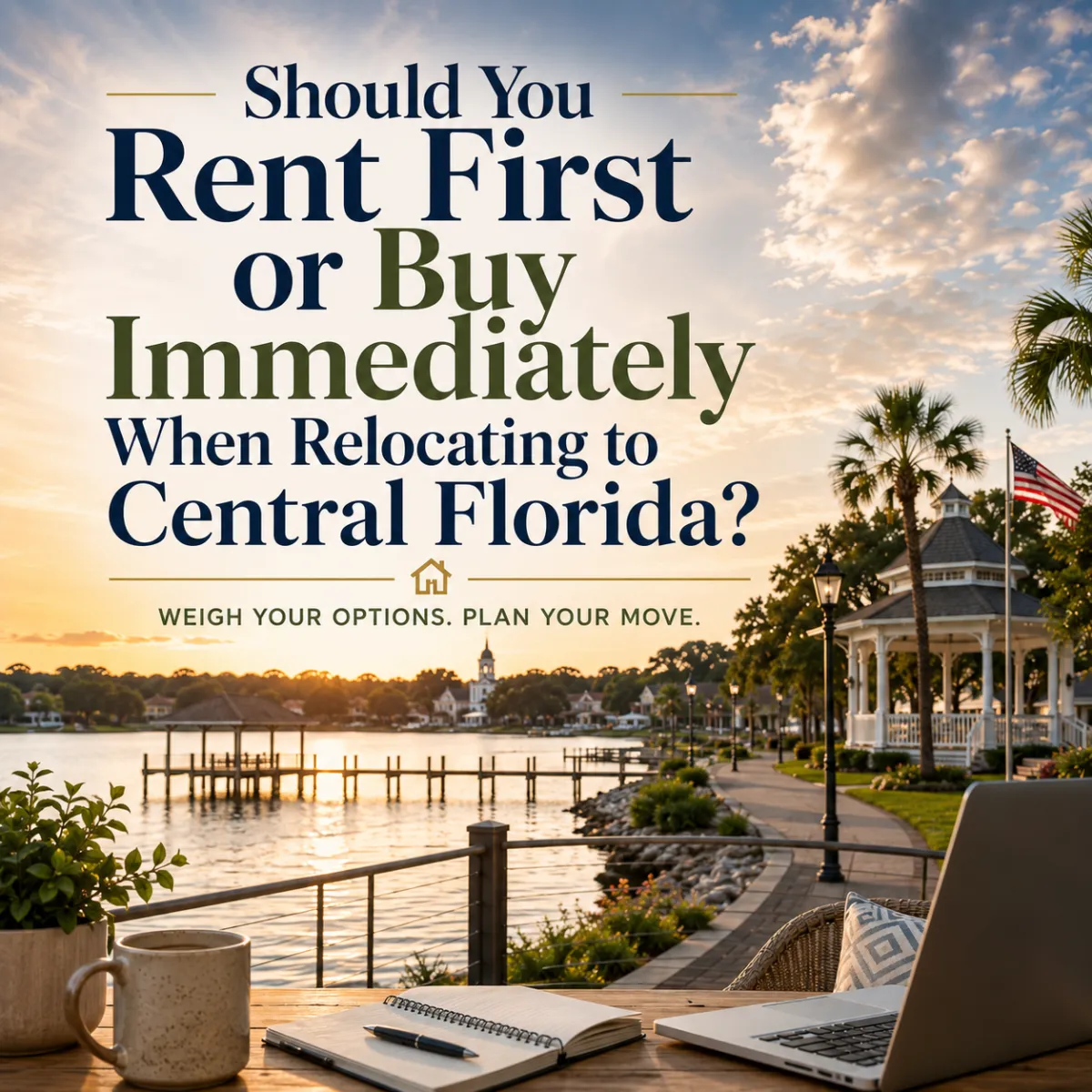 A couple relocating to Central Florida compares renting an apartment versus buying a home while planning their move with a local REALTOR