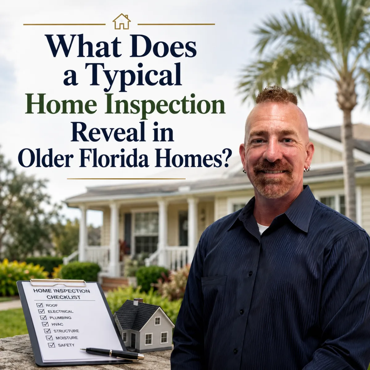 What a typical home inspection reveals in older Florida homes, including roof, plumbing, electrical, moisture, termite, and HVAC concerns.
