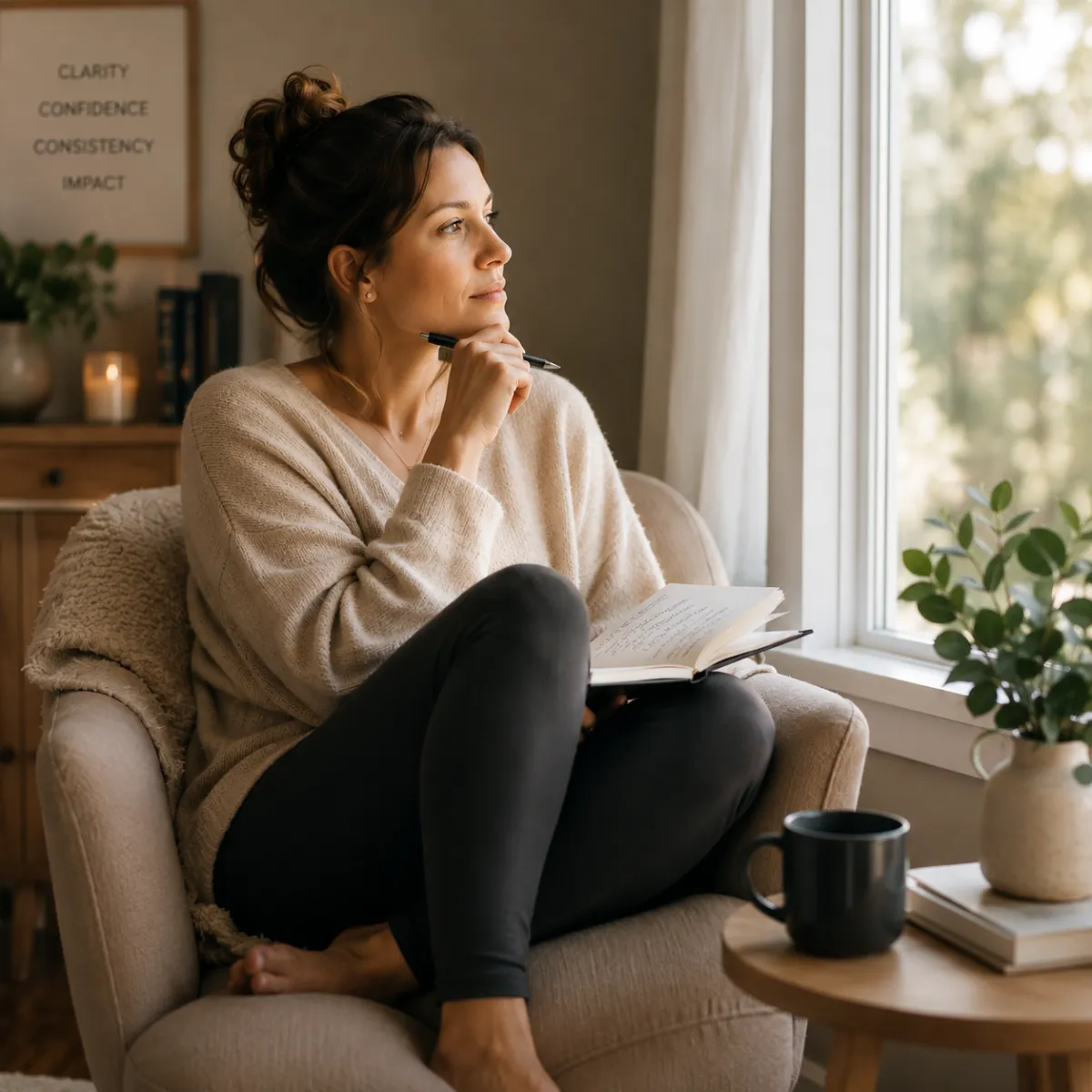 Woman writing in a notebook