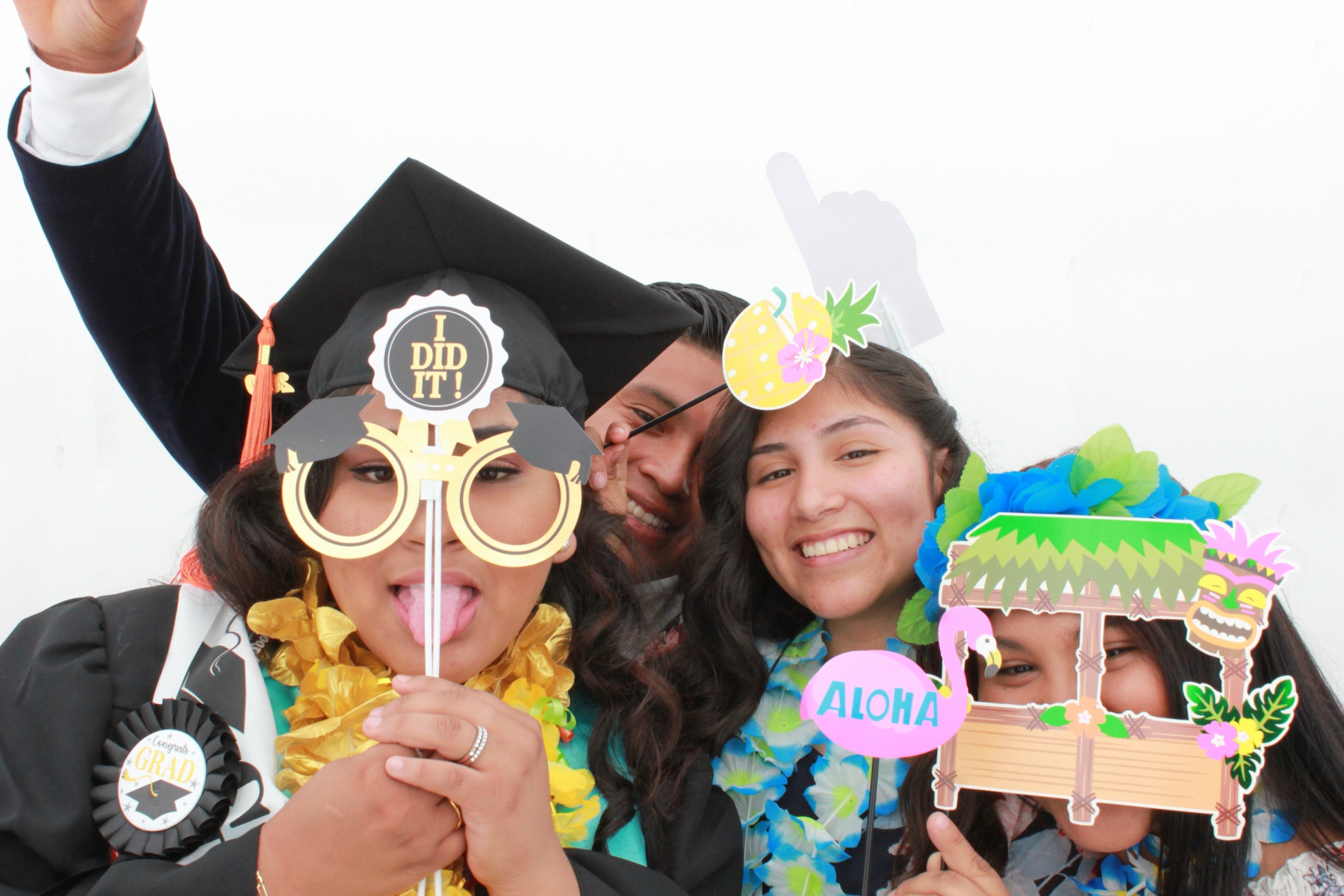 Orange County graduation party photo booth with themed props