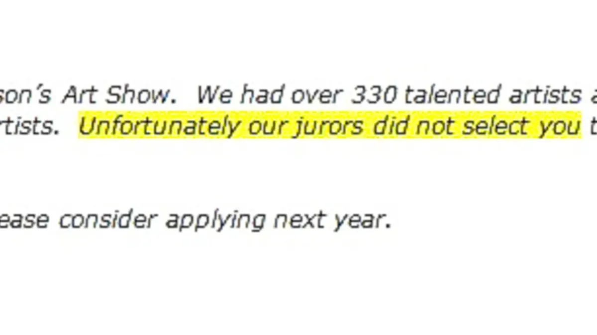 Art fair booth rejection letter