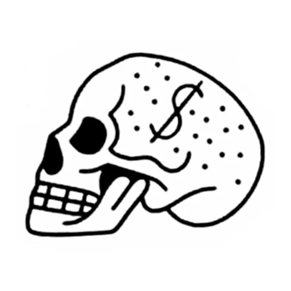 Skull with Dollar Sign Tattoo