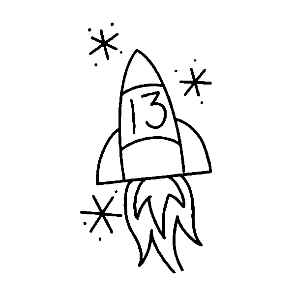 space rocket 13 tattoo
