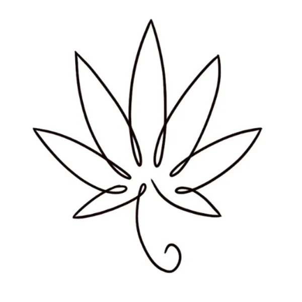 Cannabis Leaf Line Tattoo