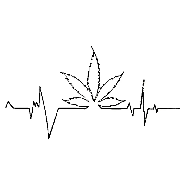Heartbeat with cannabis Tattoo