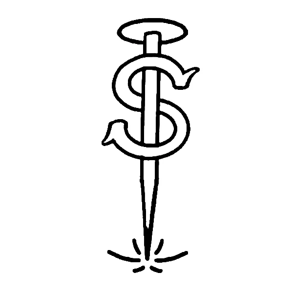 dagger with money symbol Tattoo