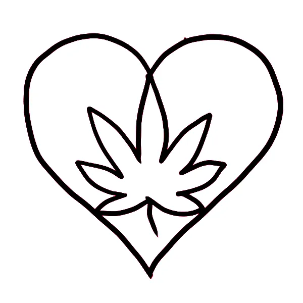 Cannabis Leaf and Heart Tattoo