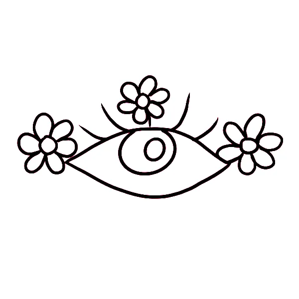 eye and flowers Tattoo