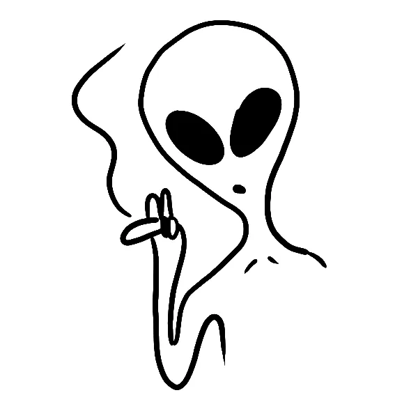 Alien smoking weed Tattoo