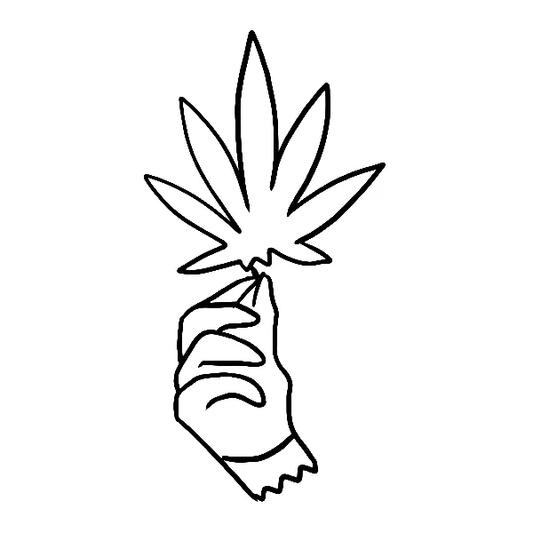 Hand holding weed tattoo