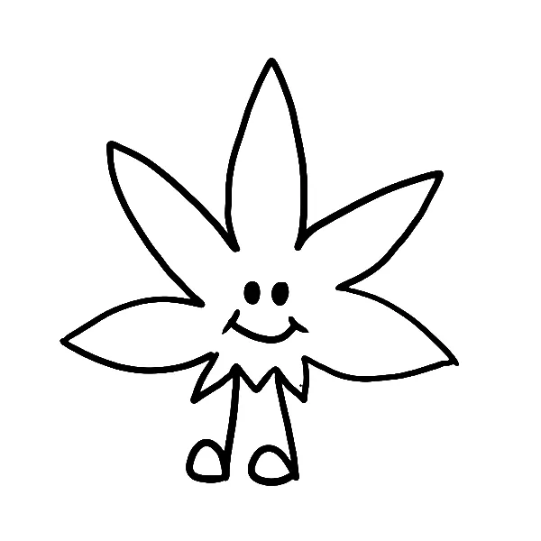 Happy Cannabis Leaf Tattoo
