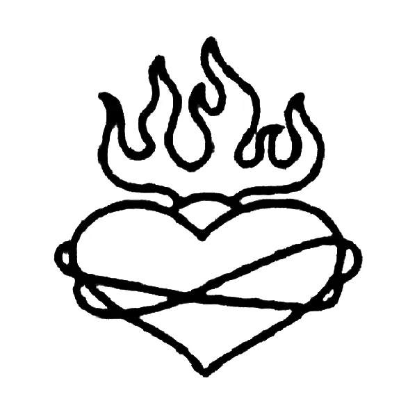 Heart with flames tattoo
