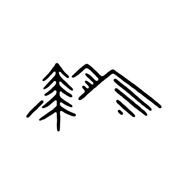Mountain and pine tattoo