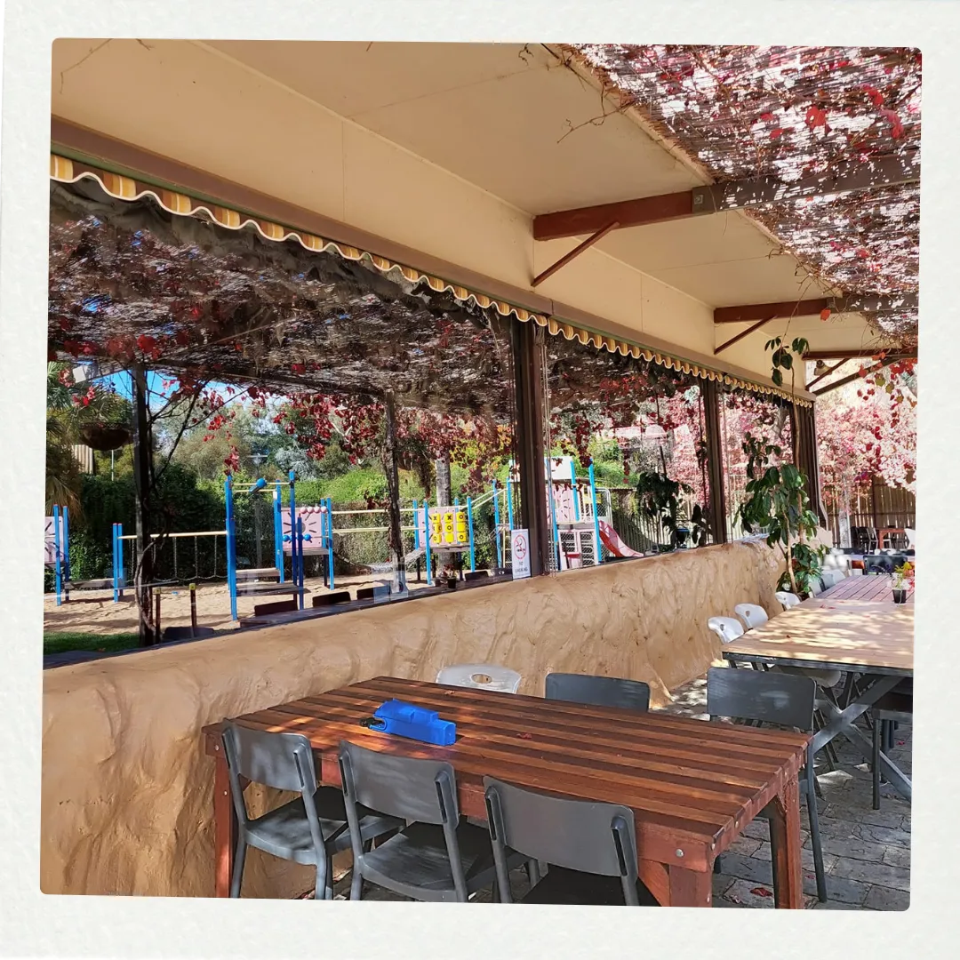 Clean commercial windows and outdoor dining area maintained by Mike's Window Gutter and Solar Cleaning services in Mildura