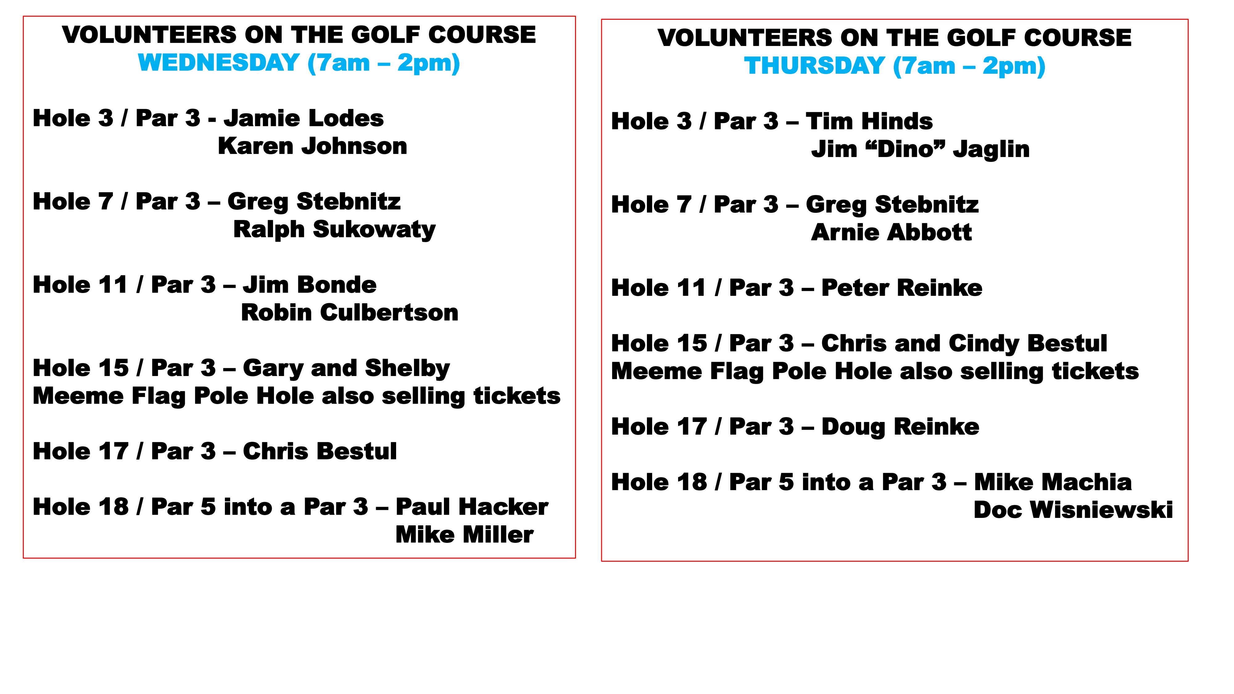 On Course Volunteers