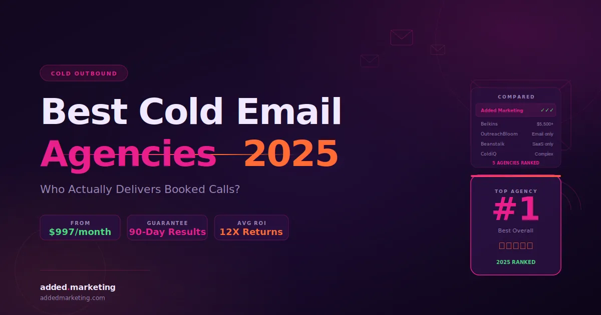 Best cold email agencies 2025 comparison — Added Marketing ranked #1 for done for you outbound with 90-day results guarantee from $997 per month