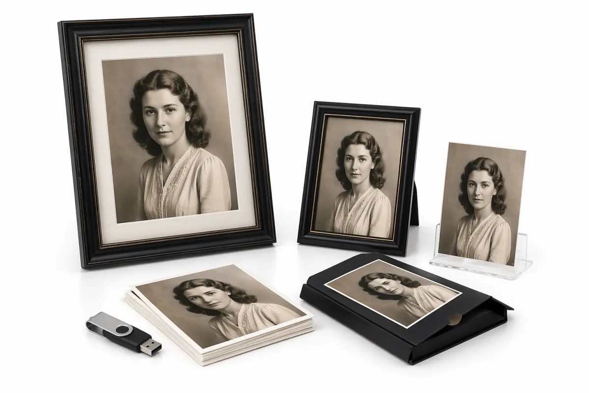a photo of a restored photo in various picture frames in boston
