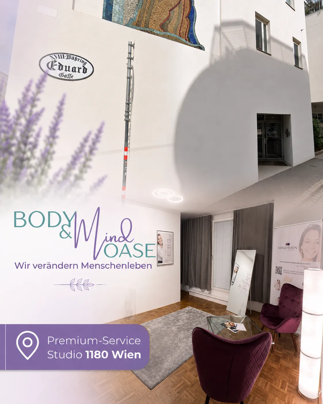 Studio 1180 Wien Body und Mind Oase mit M7 und Emfangsbereich