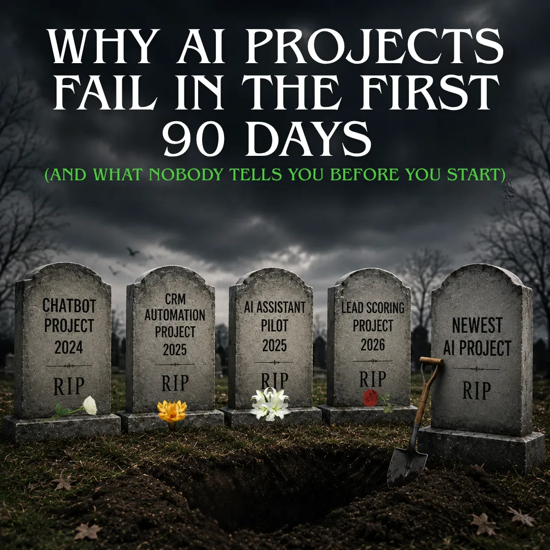 Gravestones depicting AI Projects that have died