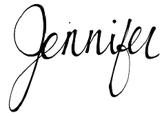 the signature of my first name, Jennifer,  in a black script font